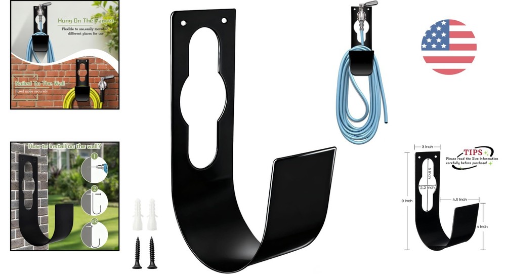 Garden Hose Wall Hook - Rustproof & Sturdy Design for Easy Access