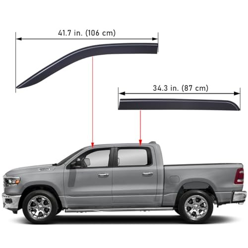 Outside-Mount Low-Profile Auto Vent Window Visors, Fits 2009-2018 Dodge Ram