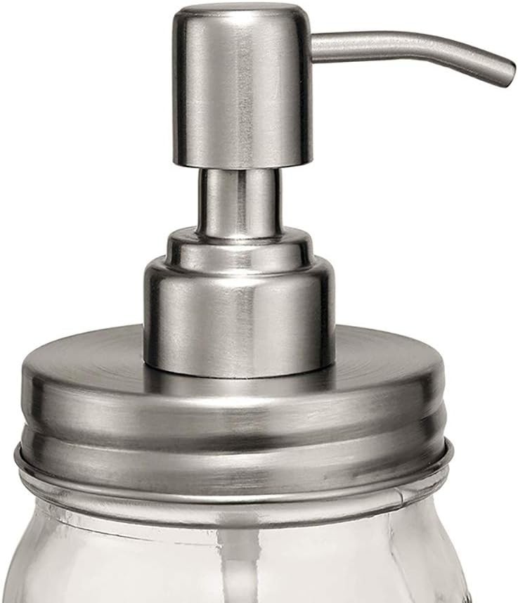 2 Pack Mason Jar Soap Dispenser Lids with Pumps, Rustproof Stainless Silver