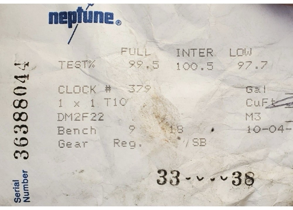 Neptune New 1” T-10 Direct Read Water Meter