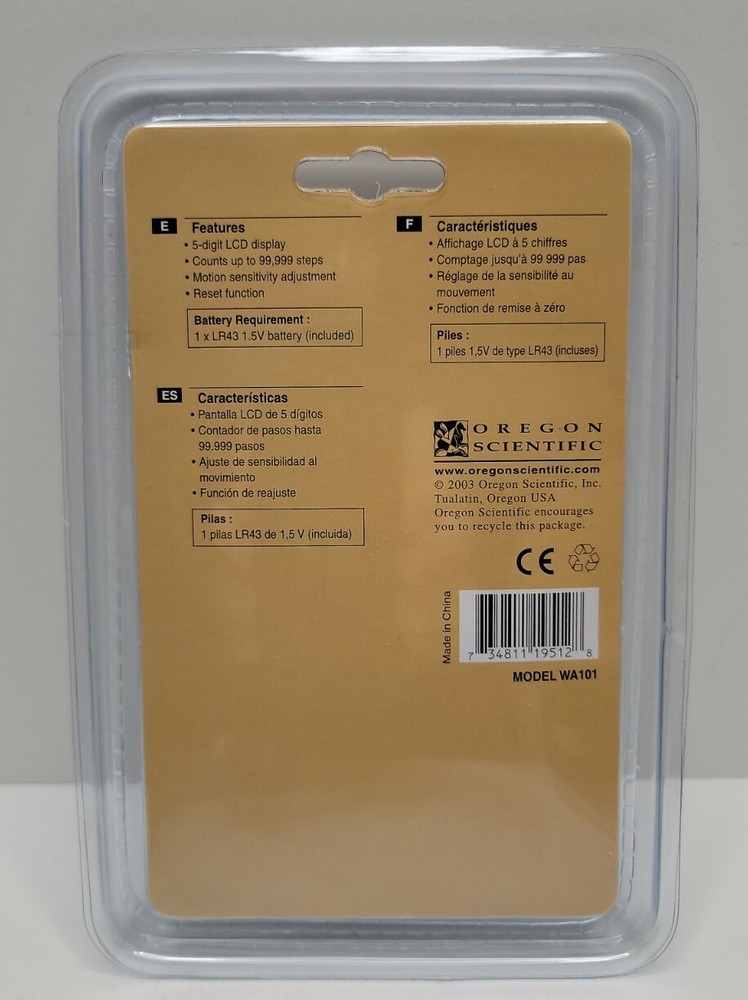 Oregon Scientific DIgital Pedometer, Model WA101.