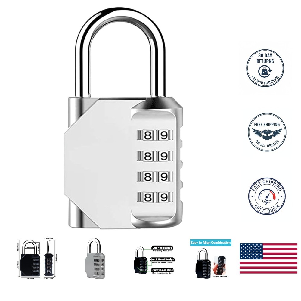 4-Digit Resettable Waterproof Combination Lock - Versatile Security Padlock