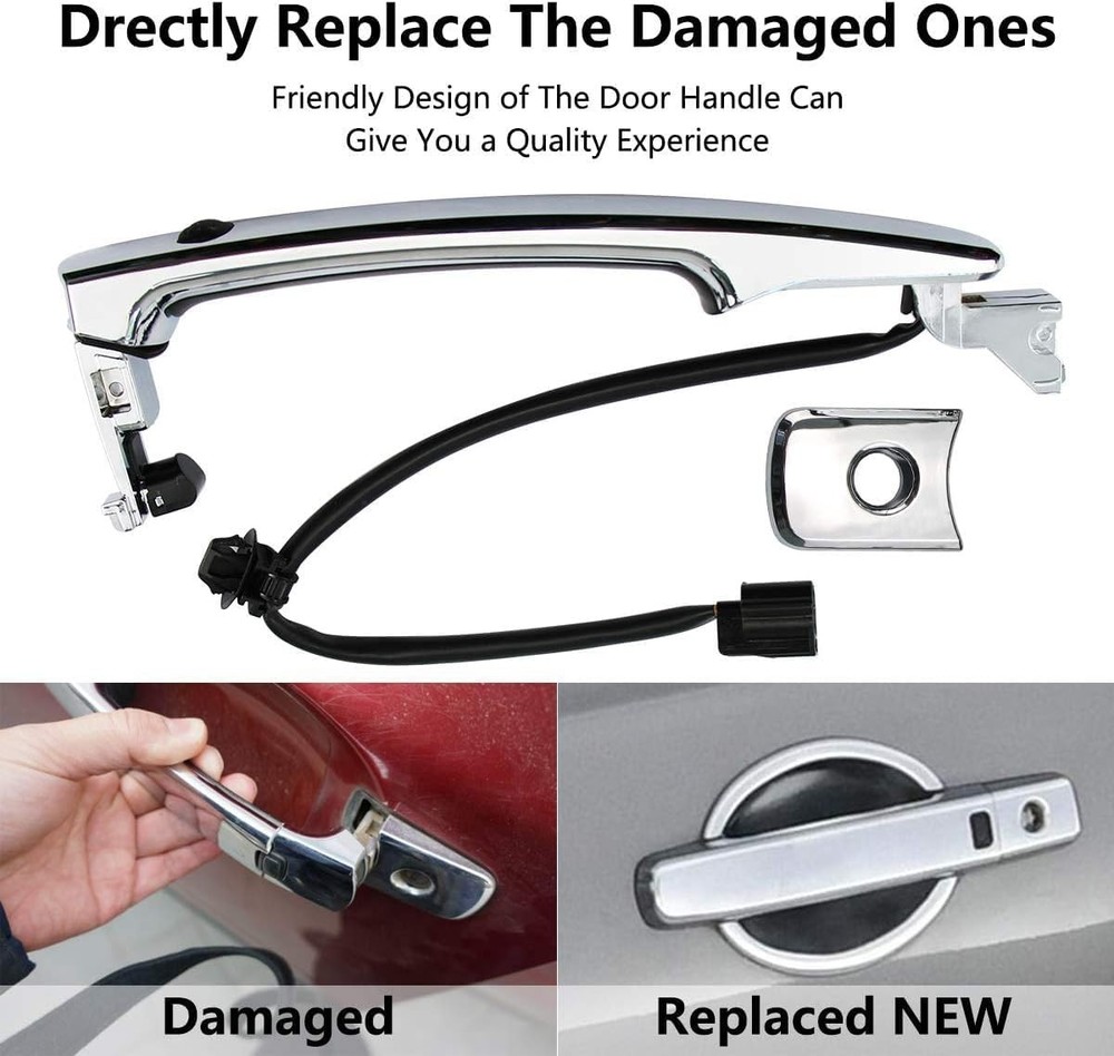 Chrome Door Handle Front Left Driver Side for Nissan Rogue 2010-2013,with Sensor