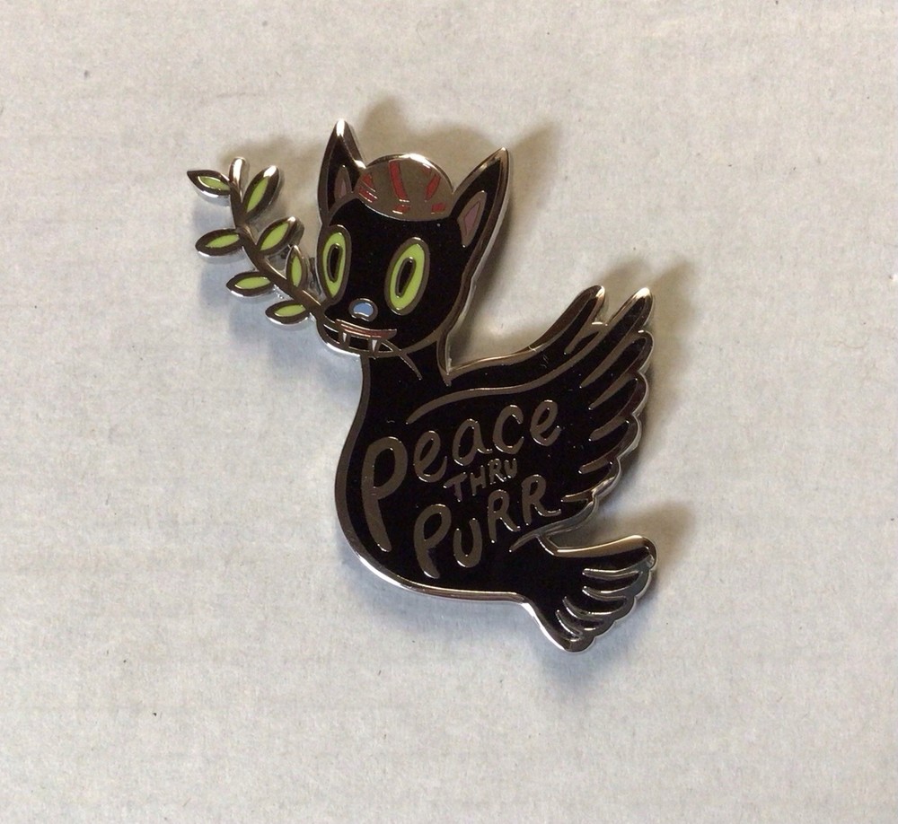 Peace Thru Purr Cat Pin by Gary Baseman