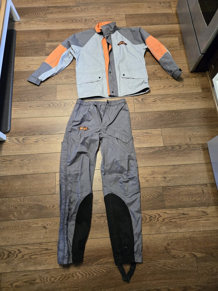 Harley-Davidson Reflective Gray and Orange Waterproof Rain Suit Jacket Medium