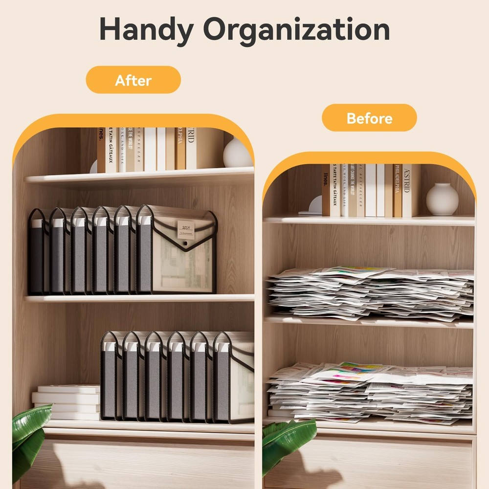 6-Pack Plastic Expanding File Folders, Folders for Documents with Snap Closur...