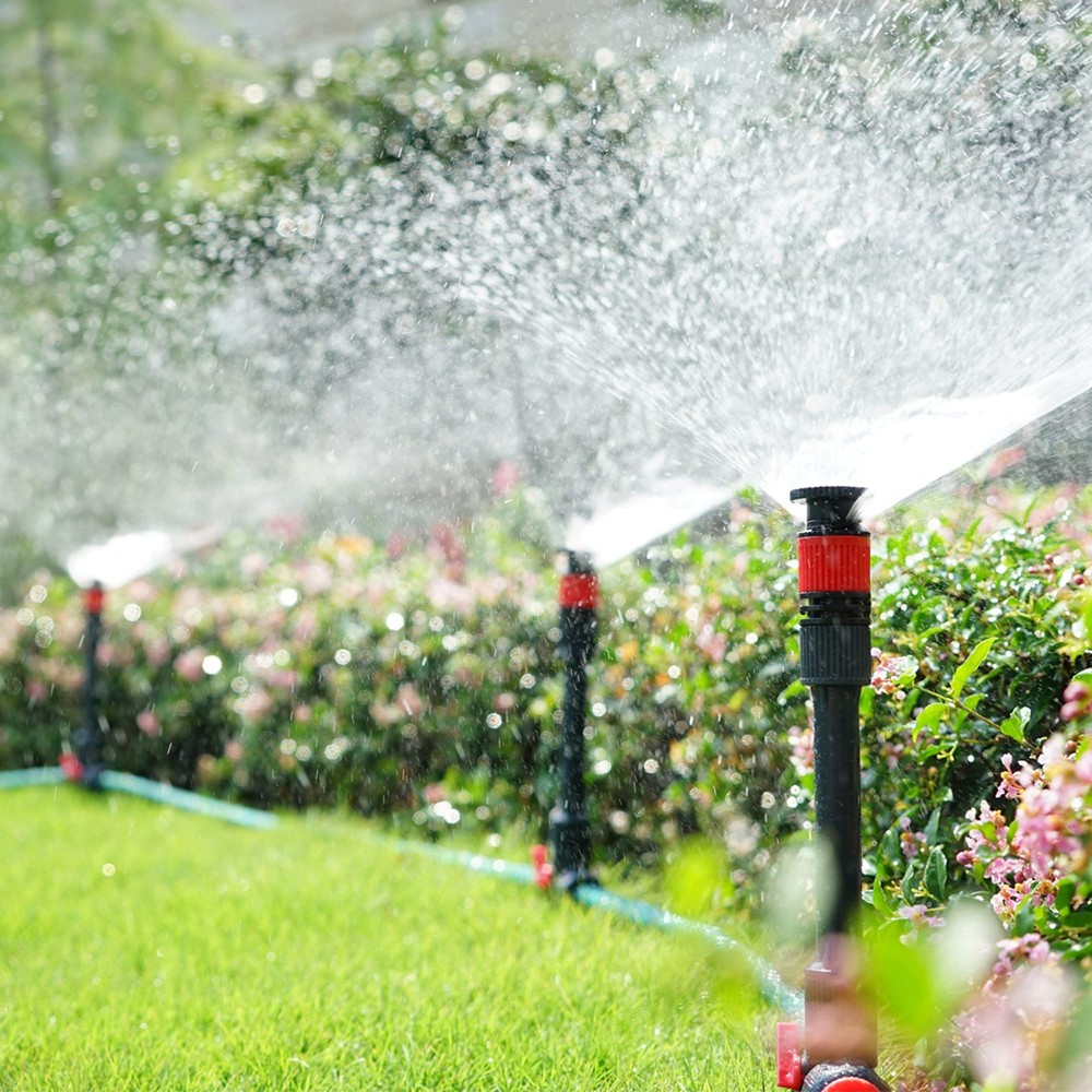 Eden 96093 Multi-Adjustable Flex Design Garden Sprinkler Set, Black, Red