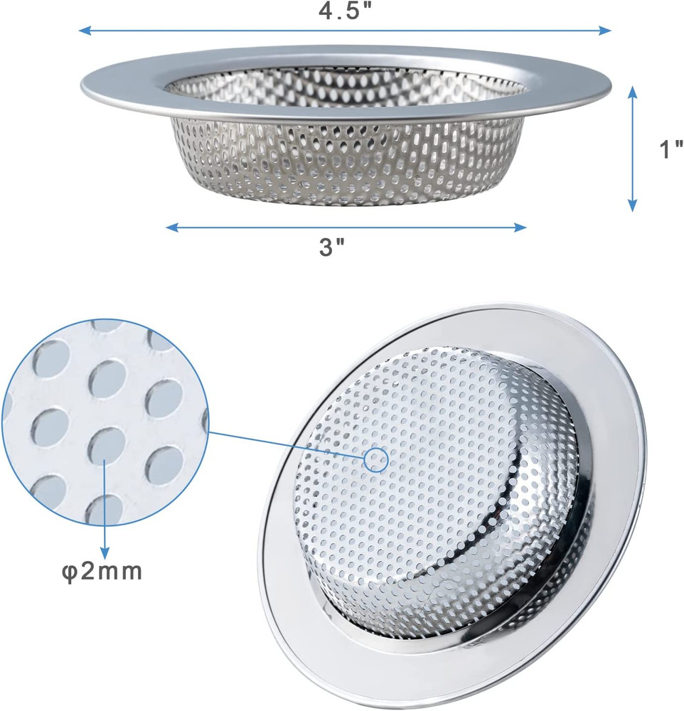 2 Pcs Sink Strainer for Most Kitchen Sink Drain Basket, Upgraded Double-Layer Sa