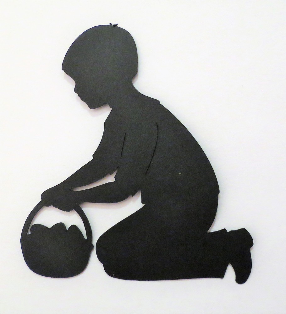 Cricut Boy Basket Easter Egg Hunt Silhouette Die Cut Scrapbook Embellishment