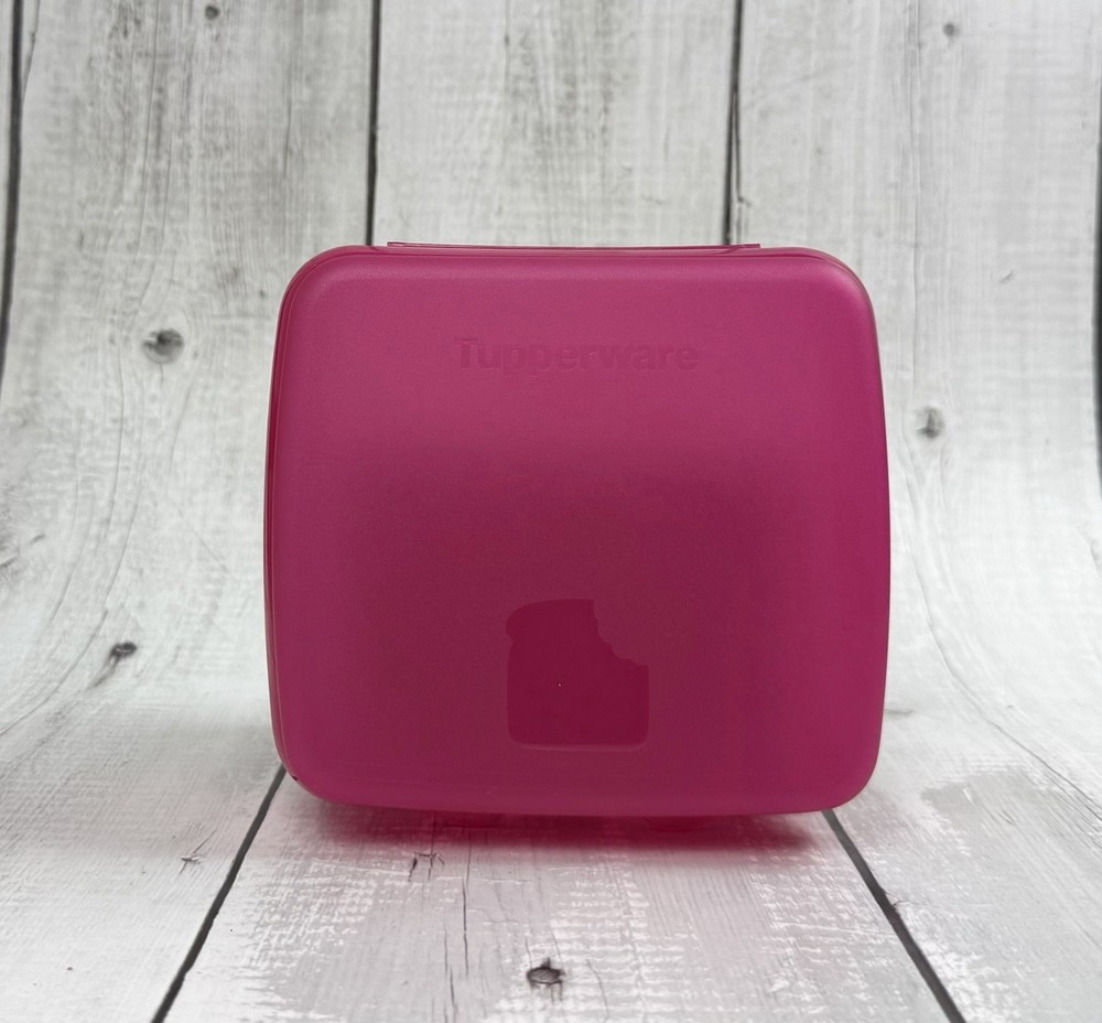 Tupperware Sandwich Cheese lunchmeat Keeper Container Pink Square Locking 0132