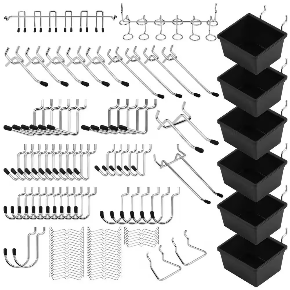 121-Piece Pegboard Hooks Set with Metal Tool Hooks, Peg Board Organizer Accessor