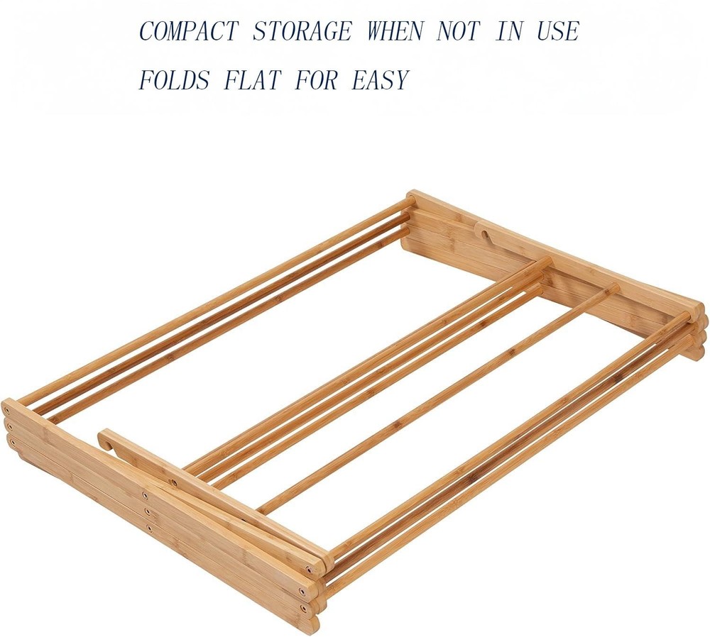 Collapsible Bamboo Drying Rack – Foldable Laundry Drying Stand for Indoor/Out...
