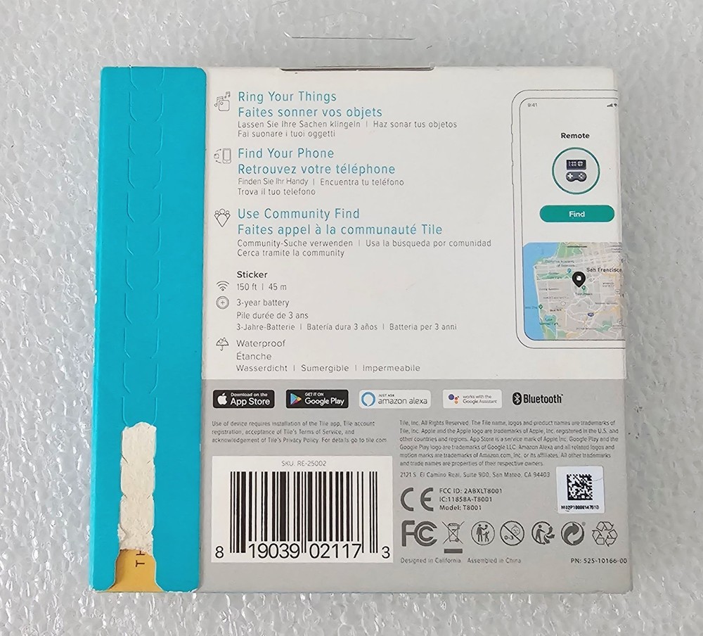 Tile Sticker Bluetooth Tracker Black 2‑Pack New Sealed Packing