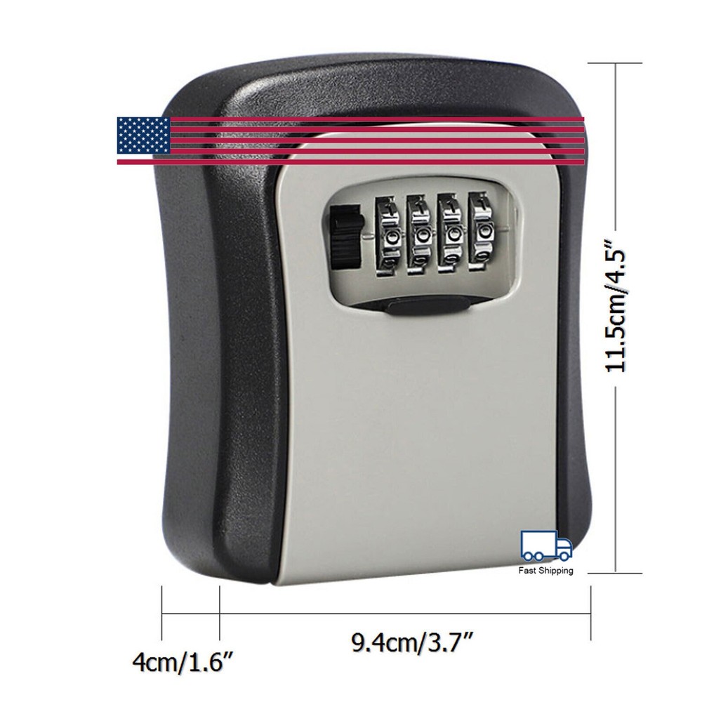 4 Digit Key Safe Lock Box Combination Wall Mount Security Storage Case Organizer