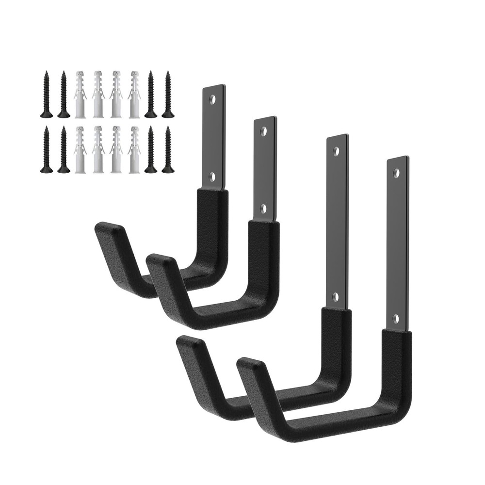 Heavy Duty Utility Hook System - Wall Mounted Garage Hooks for Bikes, Ladders...