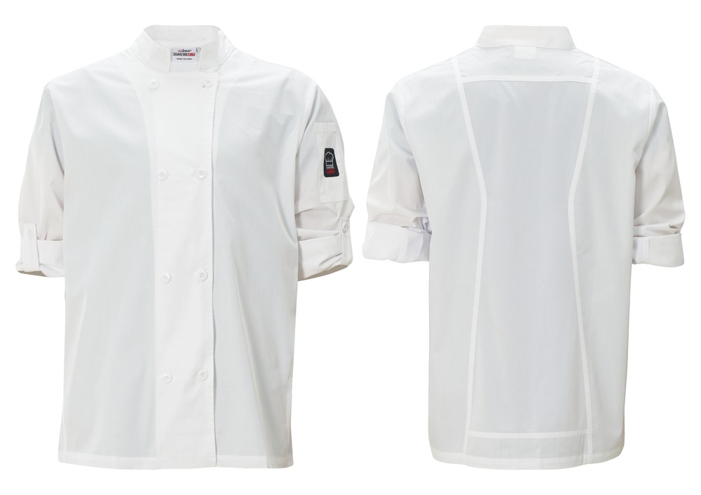 Ventilated Chef Jacket, Roll-Tab Sleeve, White, XL (12 Each)