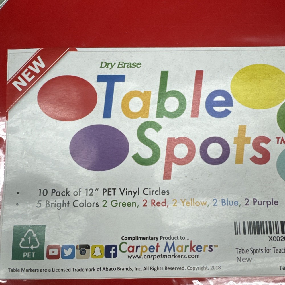 Table Spots Dry Erase, 10 pack, Classroom, Small Group