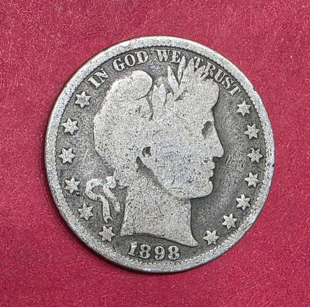 1898 Barber Half Dollar, Die Gouges On Reverse. G04 Condition