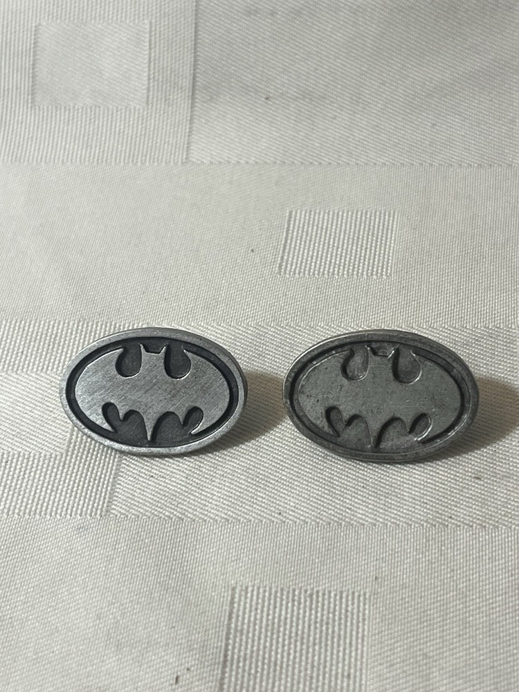 2 VTG 1992 Batman Shield Pewter Lapel Pins DC Inc.