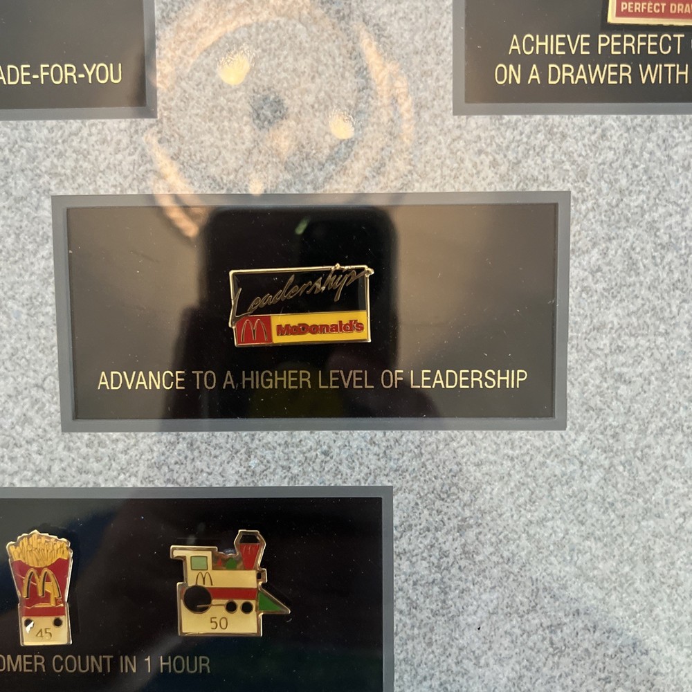25”x13” Framed McDonald’s Recognition Program Display Pin Set With 25 Pins