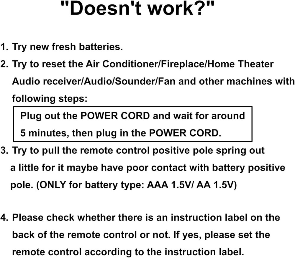Universal AC Remote Control Replacement for Frigidaire Units Infrared