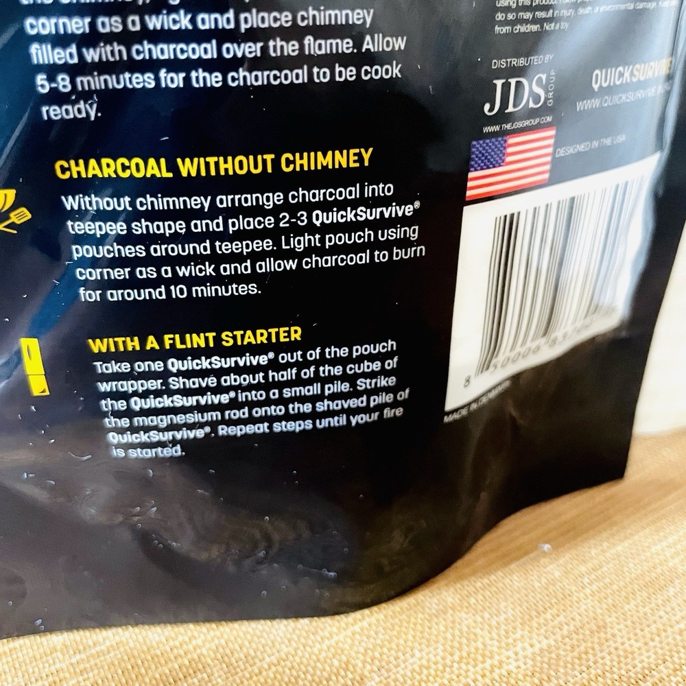 Quick Survive Fire Starter Pouches 100% Waterproof Intense Flame Formula