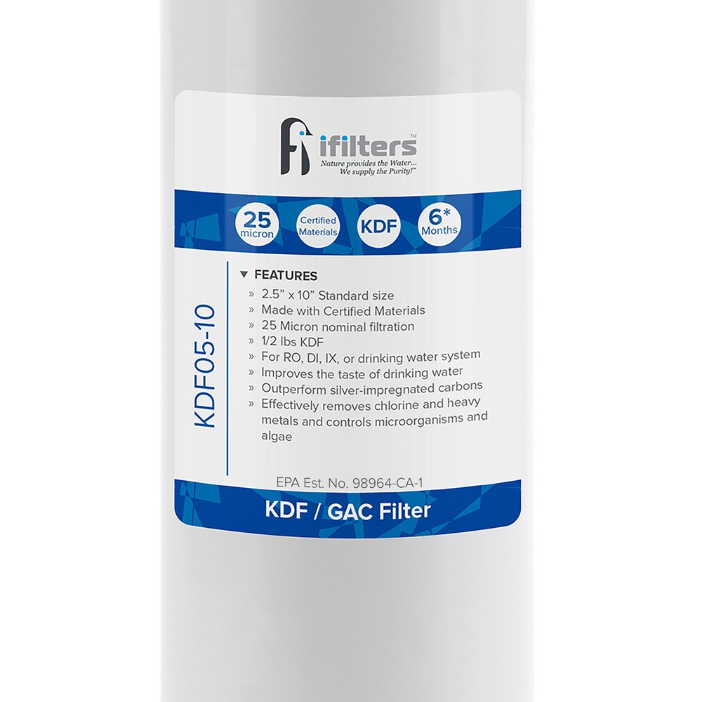 KDF/GAC Water Filter For Chlorine, Taste, Odor, Heavy Metals, Rust - 2.5 x 10