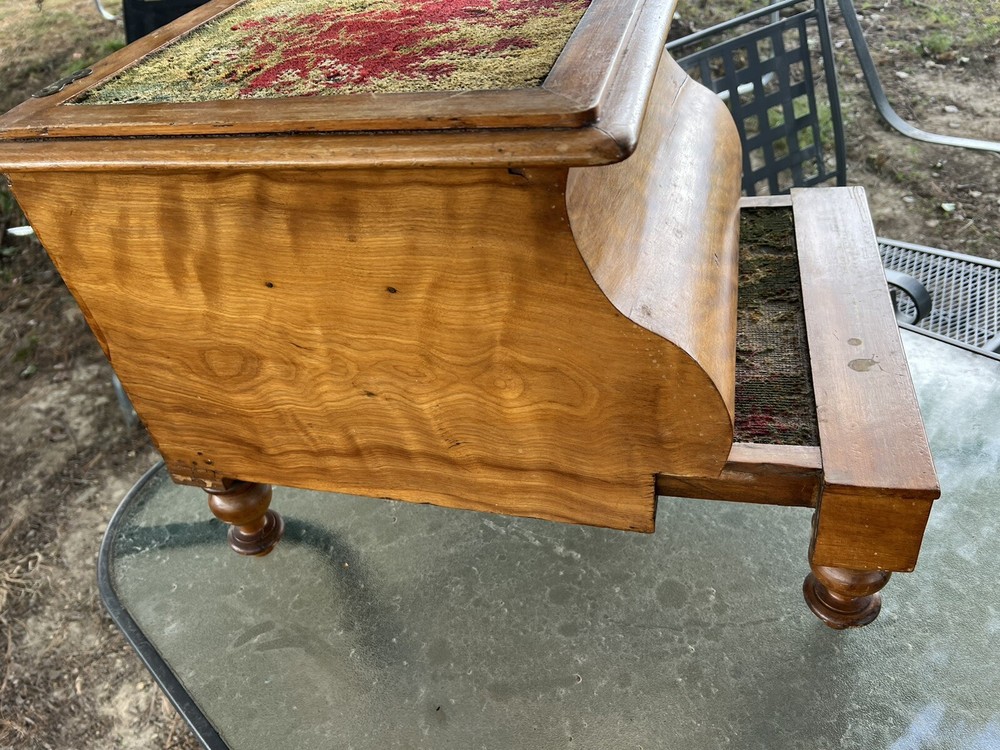 Antique Victorian Mahogany & Needlepoint Chamber Pot Commode Bedside Step Stool