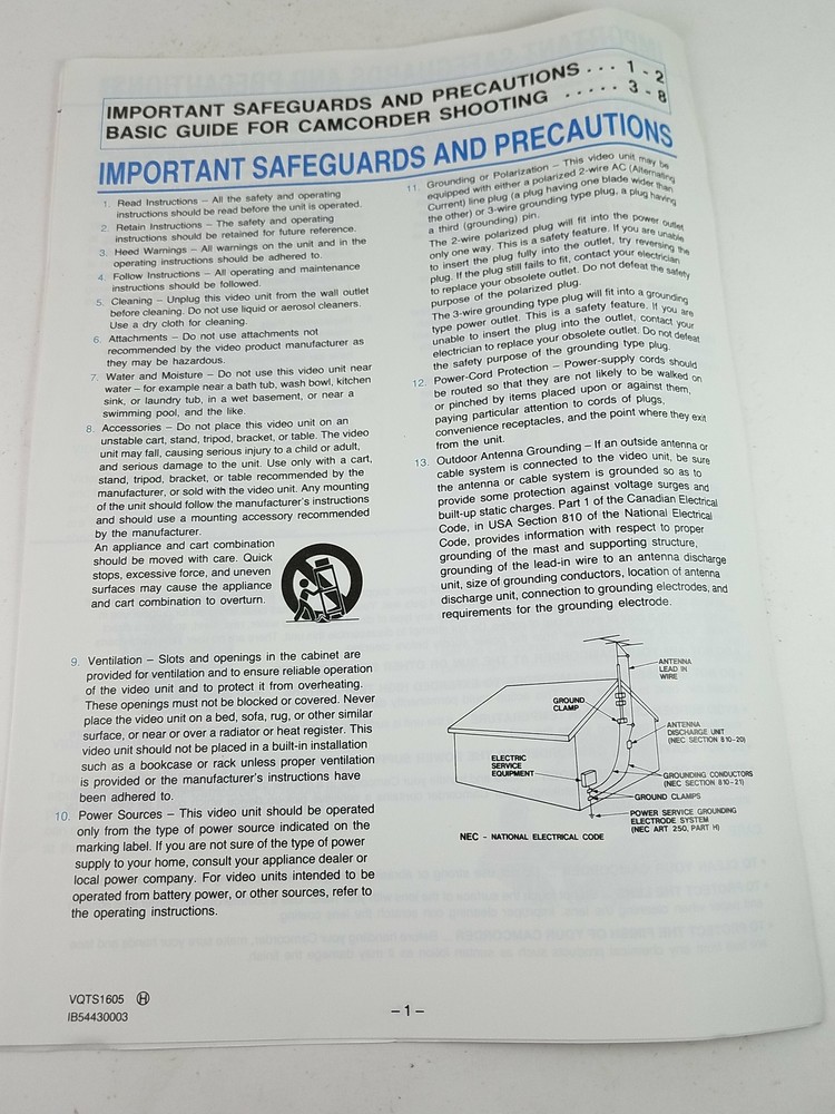 Basic Guide For Camcoder Shooting VQTS1605 VQTS1605
