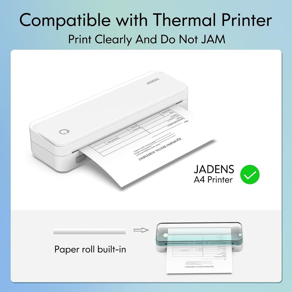 JADENS US Letter Size Quick-Dry Thermal Printer Paper 4 Rolls, Quick-dry