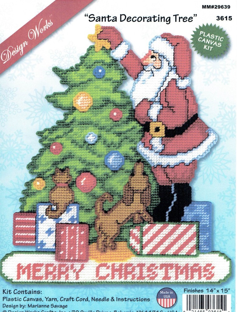 SANTA  DECORATING TREE WALL HANGING   plastic canvas  PATTERN (#TF0545)
