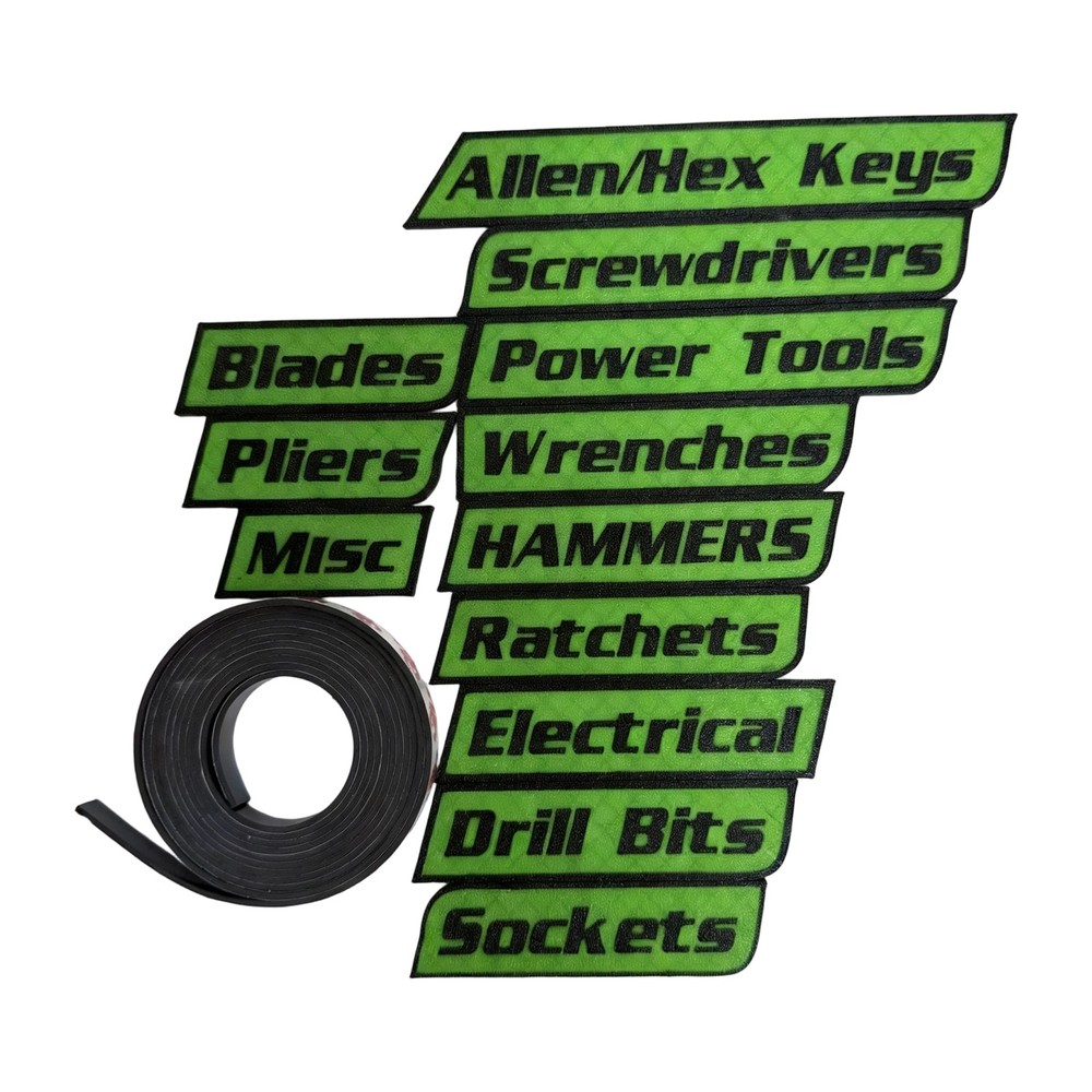 12Pack Magnetic Toolbox Labels, 3D Printed Toolbox Drawer Tags Magnetic Tool TL