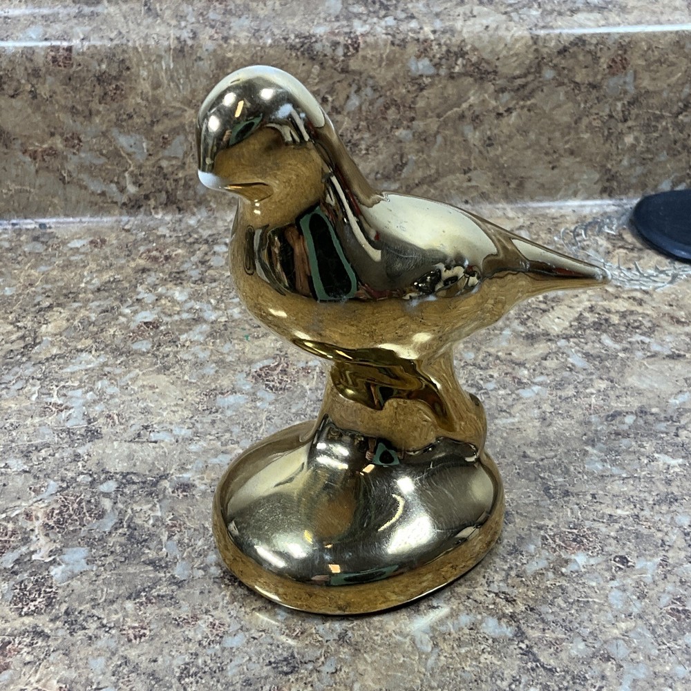 Vintage Ceramic Small Bird Figurine - Gold  Nice