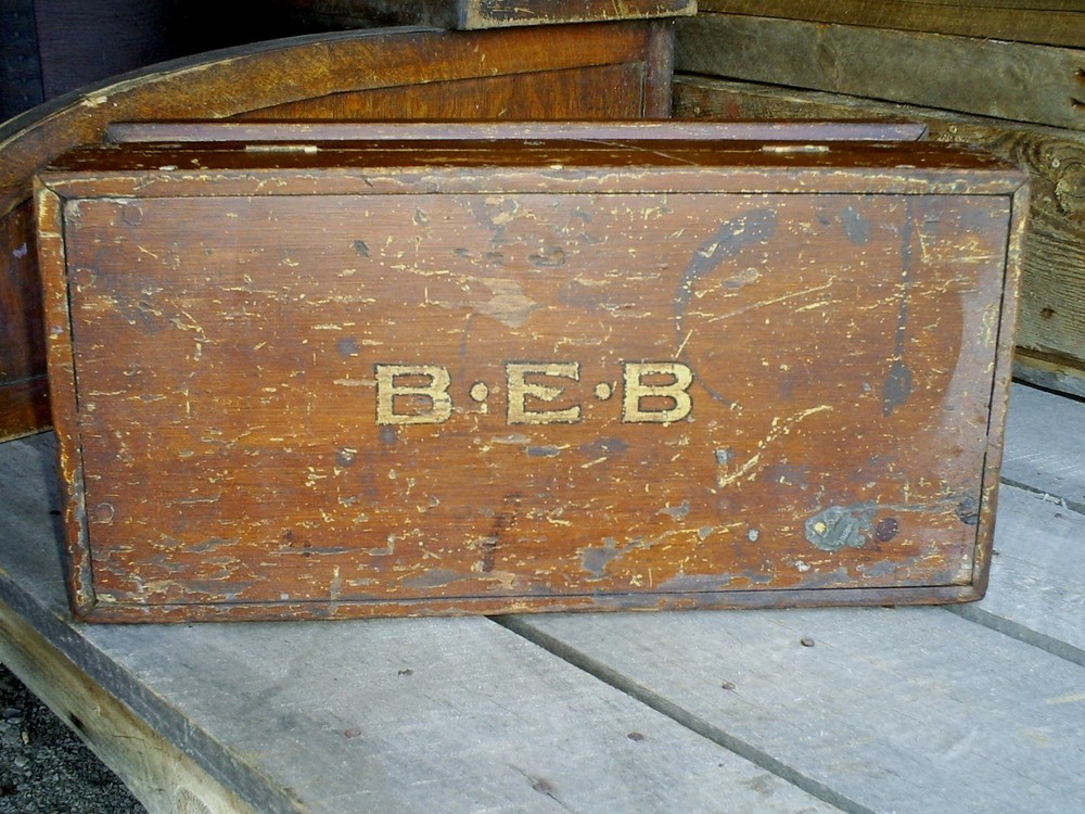 Antique Painted Chest Trunk Tool Box Primitive AAFA