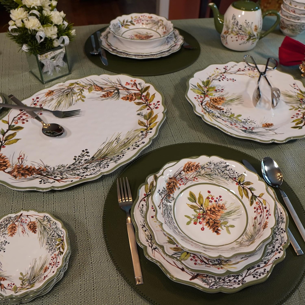 Winters Forest Melamine 2 Pc Platter Serving Set