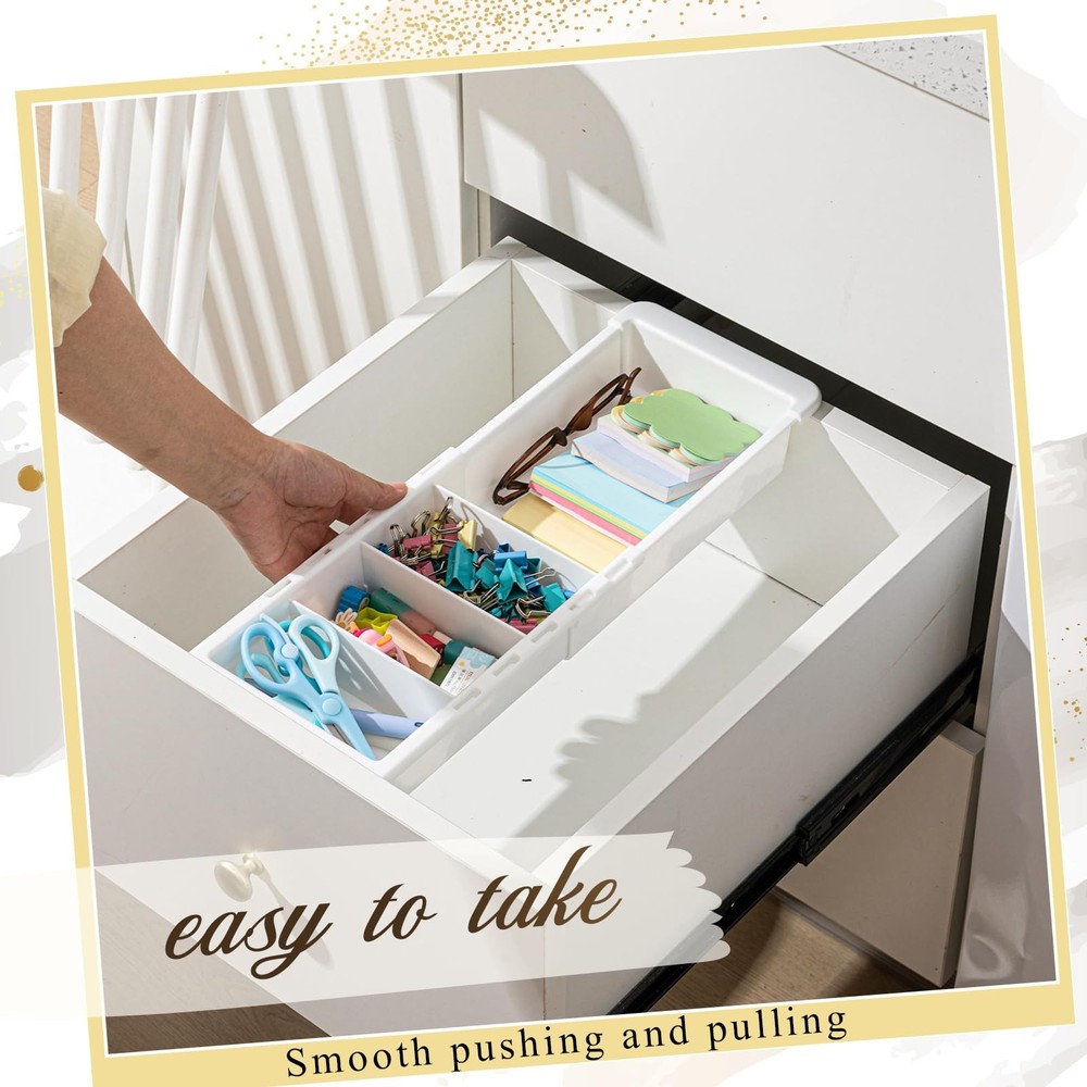 Adjustable Drawer Organizer 3-Pack, 11.4"-18.1", Deep, Expandable Storage Bins