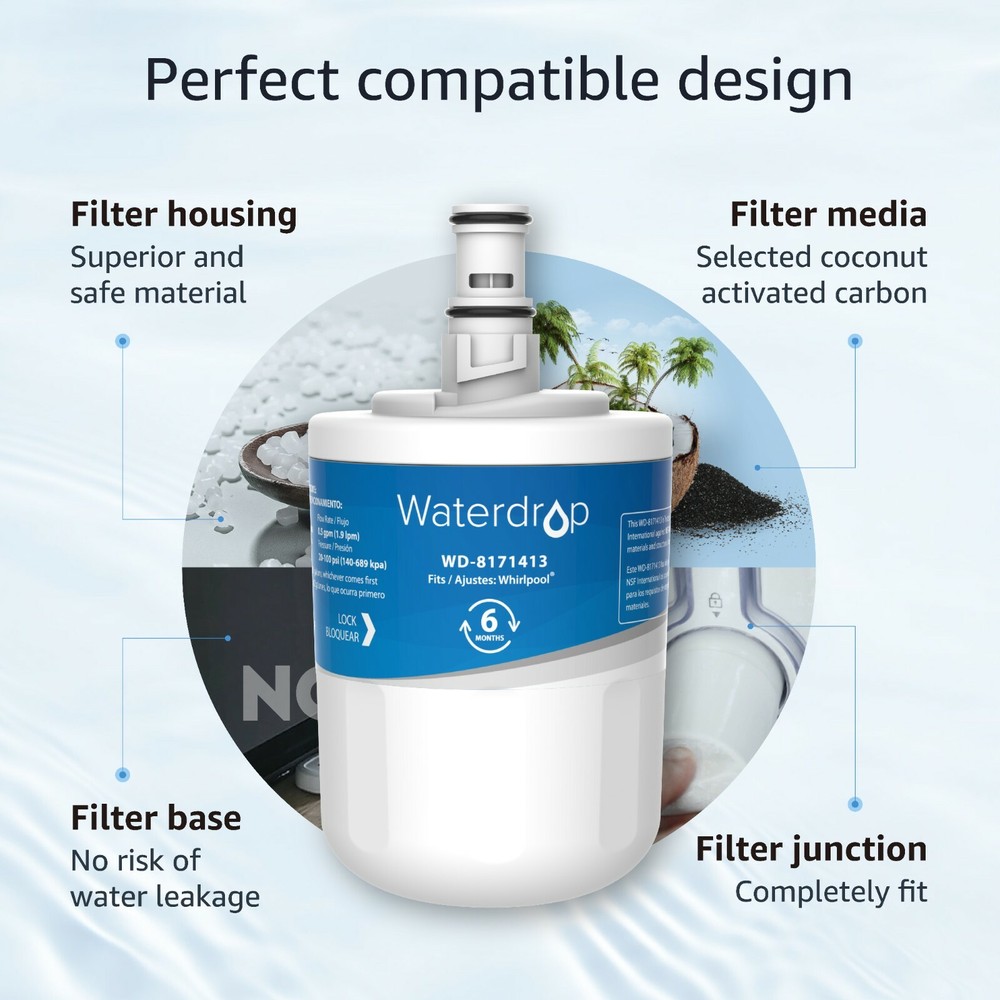 Waterdrop 8171413 Refrigerator Water Filter, Replacement for Kenmore 46-9002 (3)