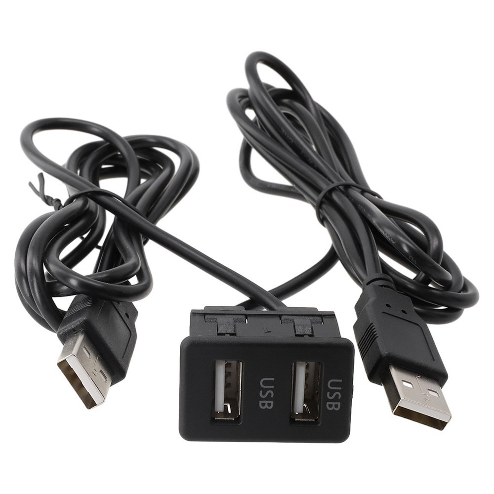 150CM Car Dash Flush Mount AUX USB Port Panel Dual USB Extension Adapter Cable