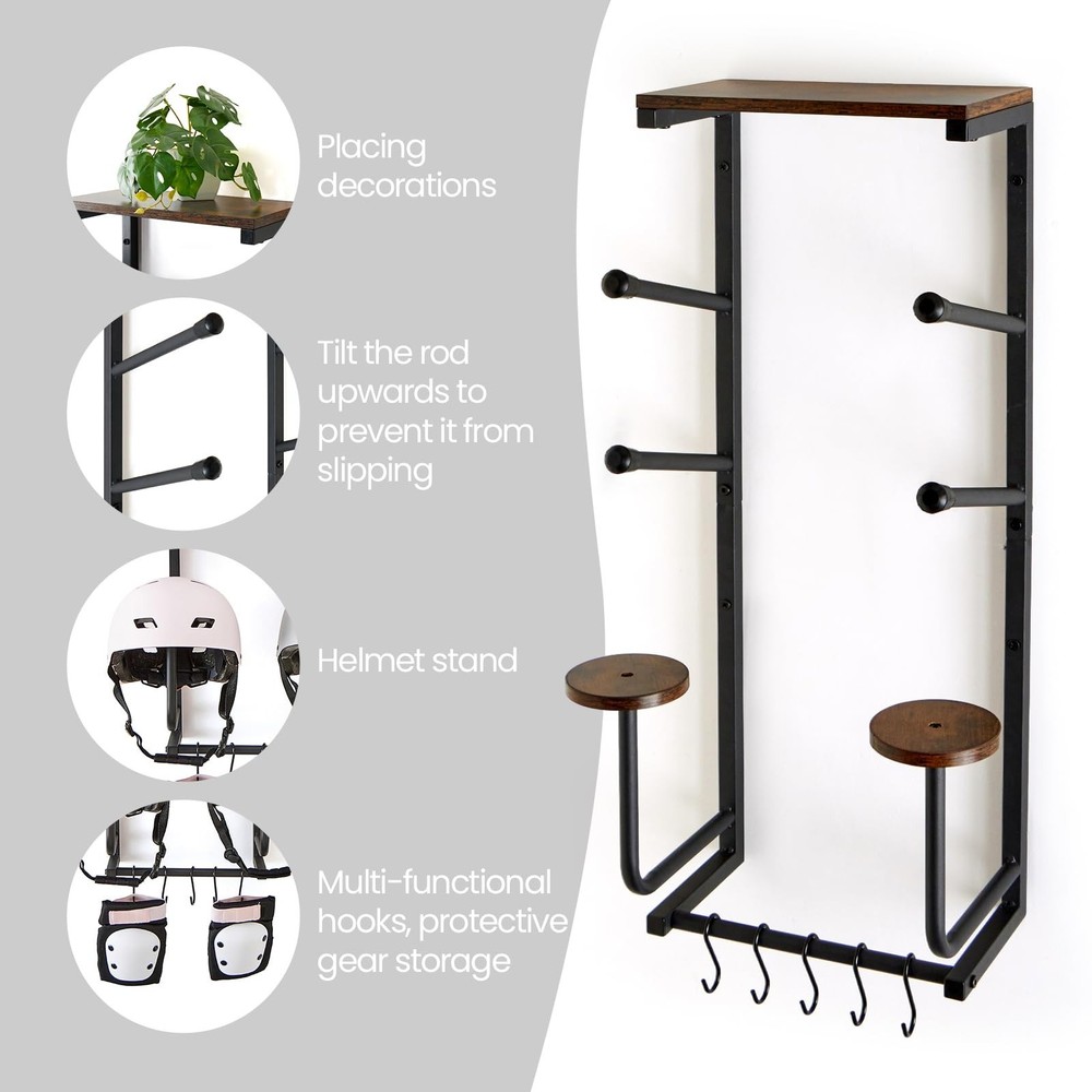 Skateboard Wall Mount Rack - Display Shelf & Hanger for Longboard, Snowboard,...