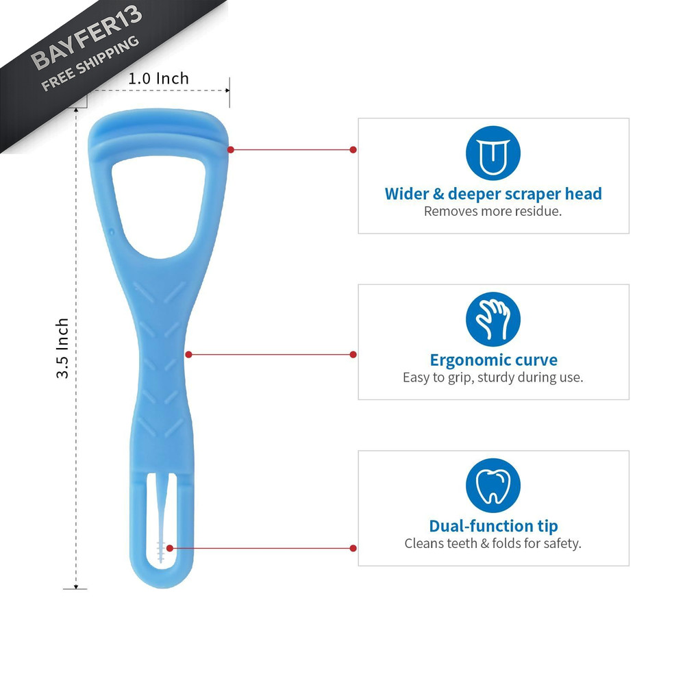 Tongue Cleaner, Scraper, Disposable, Plastic Clean Blue