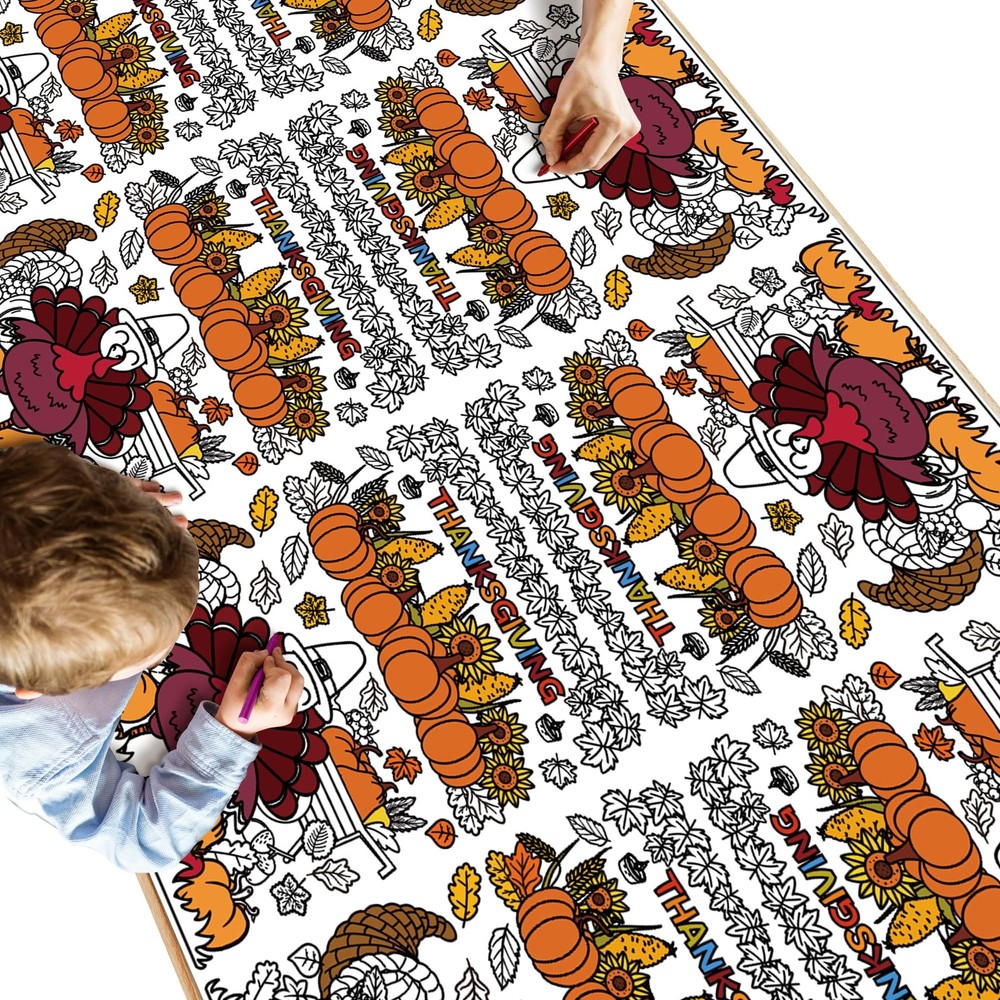 OHOME Thanksgiving Coloring Tablecloth - Thanksgiving Decorations Table Decor...