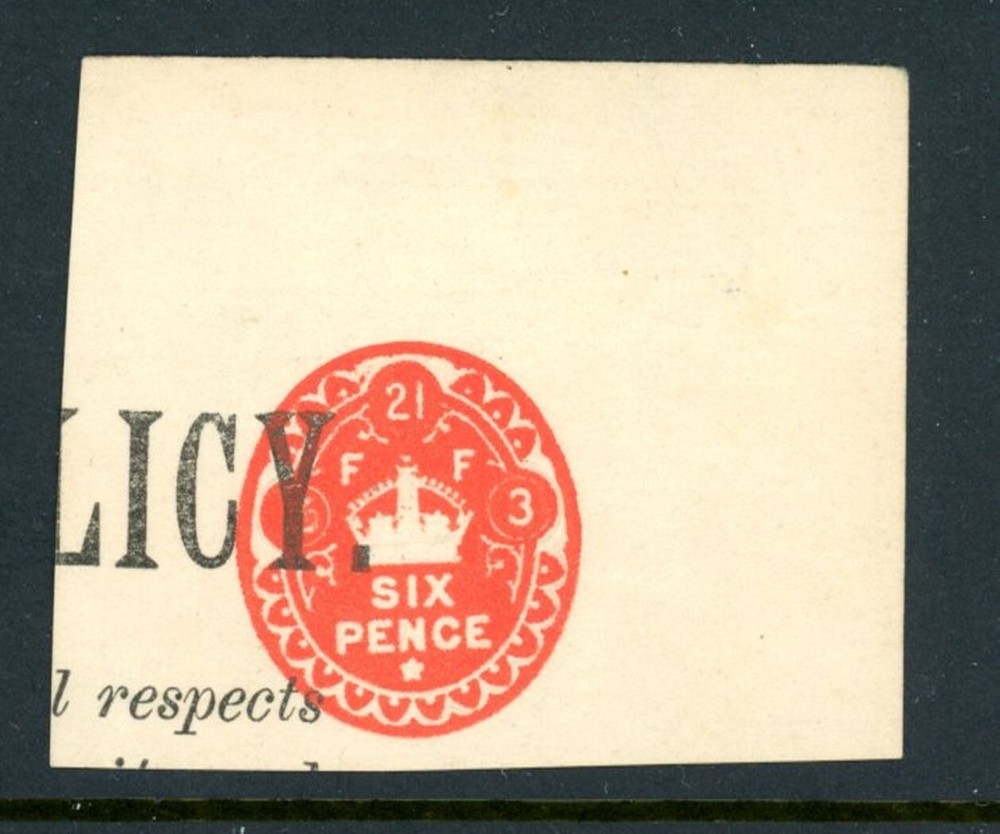 Great Britain - Revenue - Six Pence - Used - Cut from Doc.         (32-C243)