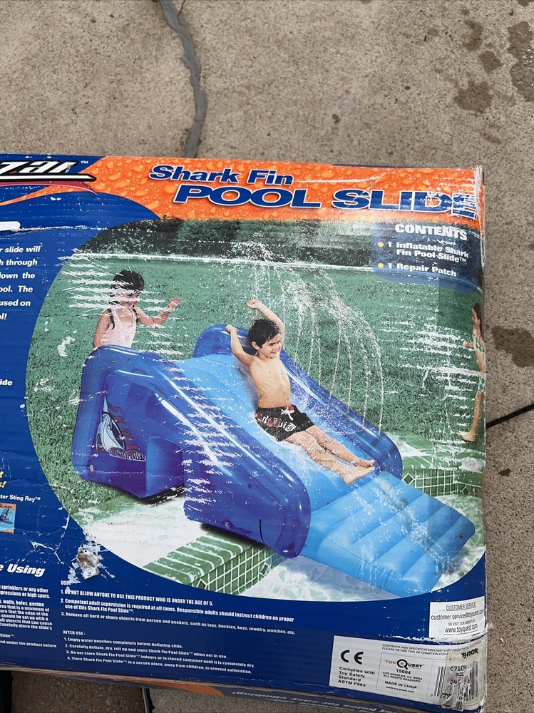 Banzai 3 in 1 inflatable shark fin pool slide