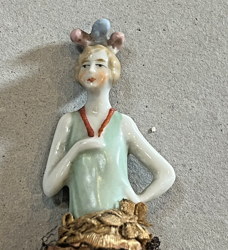Antique 4 1/2" Half Whisk Broom Doll- Flapper