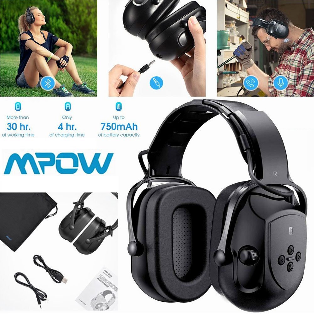 Mpow Bluetooth Ear Protection Earmuffs, Noise Reduction Sound Hearing Protector