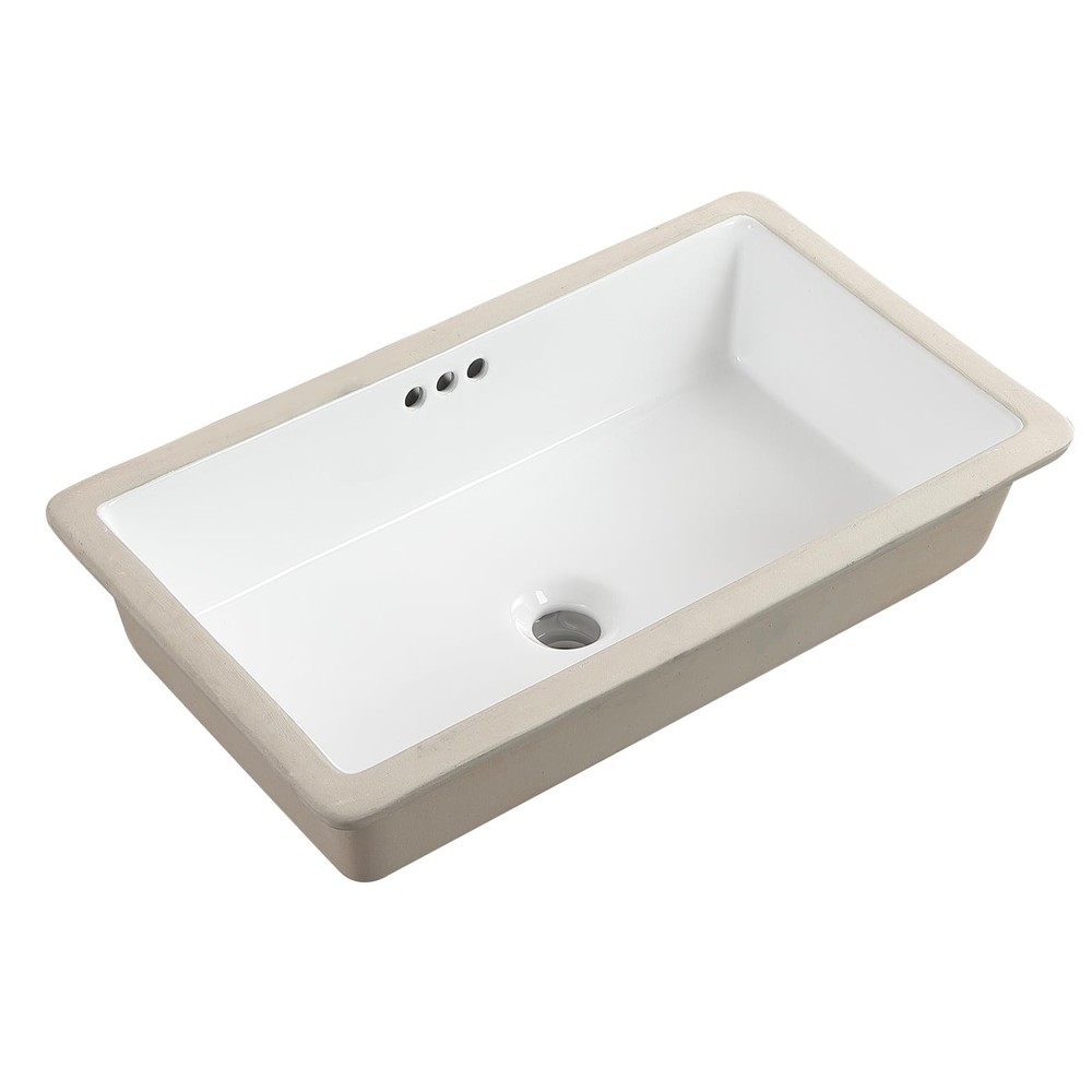24 Inch Undermount Bathroom Sink Rectangular Undermount Sink White Ceramic Un...