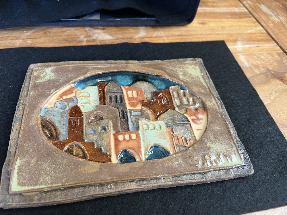 Large Handmade Decorative Ceramic Tile Ruth Factor (Faktorowicz) 7" x 5"