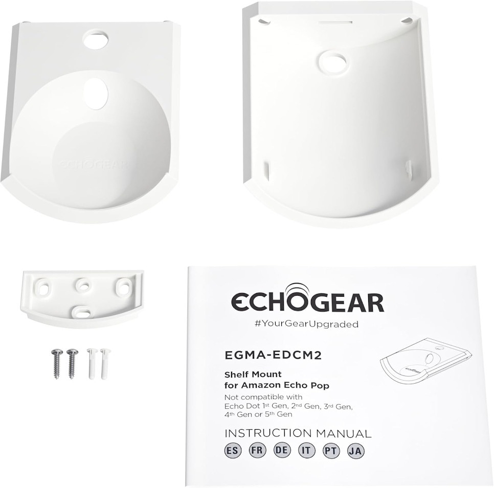 ECHOGEAR Shelf Wall Mount for Echo Pop 2023 Glacier White Made for Amazon