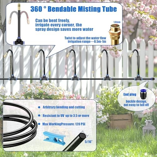 360° Curved Garden Automatic Irrigation System—50FT Drip Irrigation System