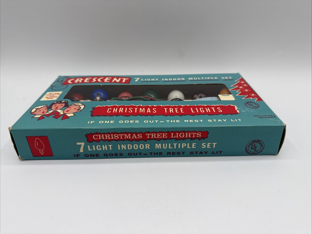 Vintage Crescent Christmas Indoor Tree 7 Light String Set *Sockets